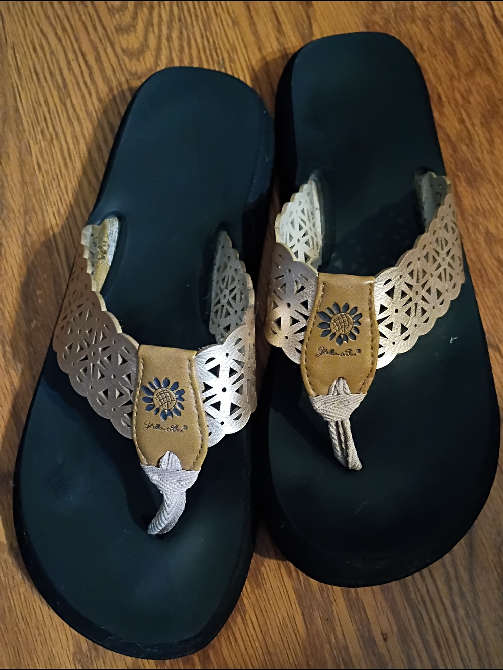 Yellow Box Bronze Metallic and Tan Thong Sandals